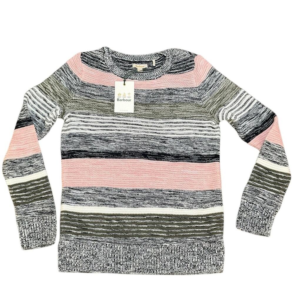 Barbour Women’s Navy Stripe Littlehampton Textured Knit Sweater Size 6 NWT